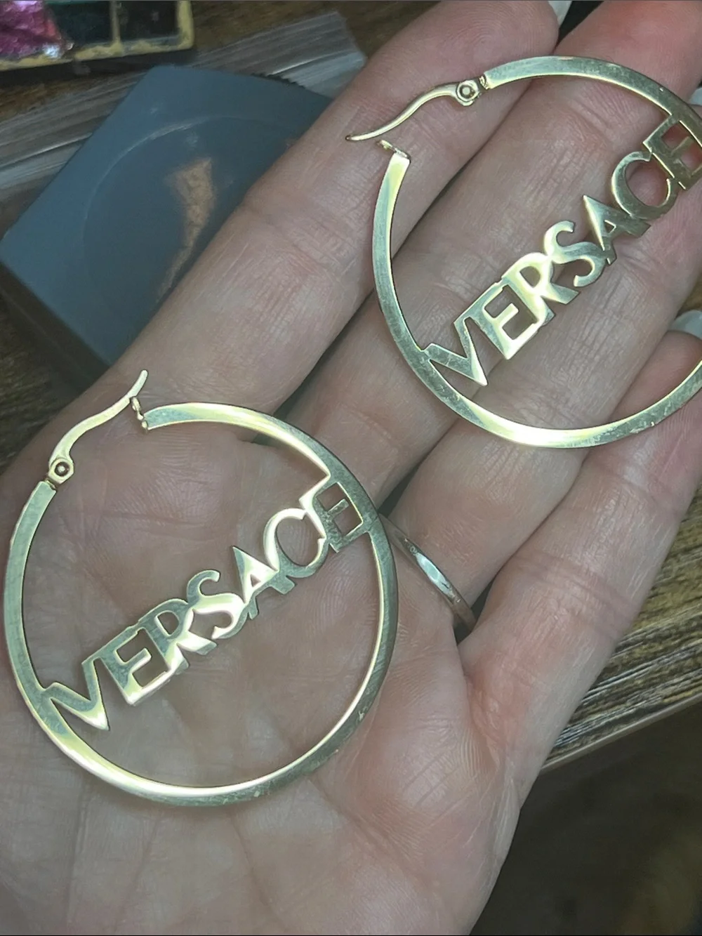 Gold-Tone Logo Hoop Earrings